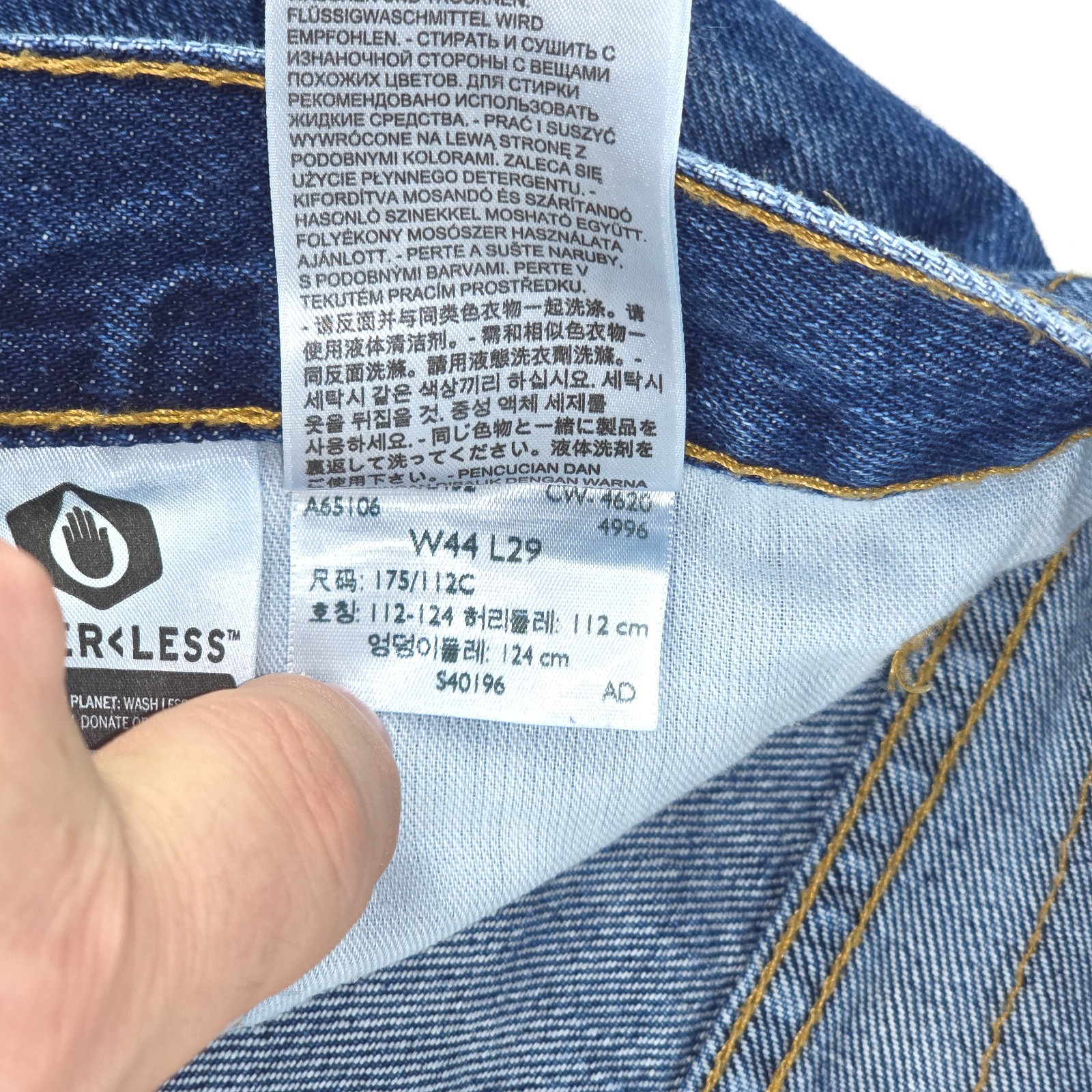 Levi’s 505 Denim Jeans Mens 42×29 (44×29) Dark Wash Regular Fit Straight Leg