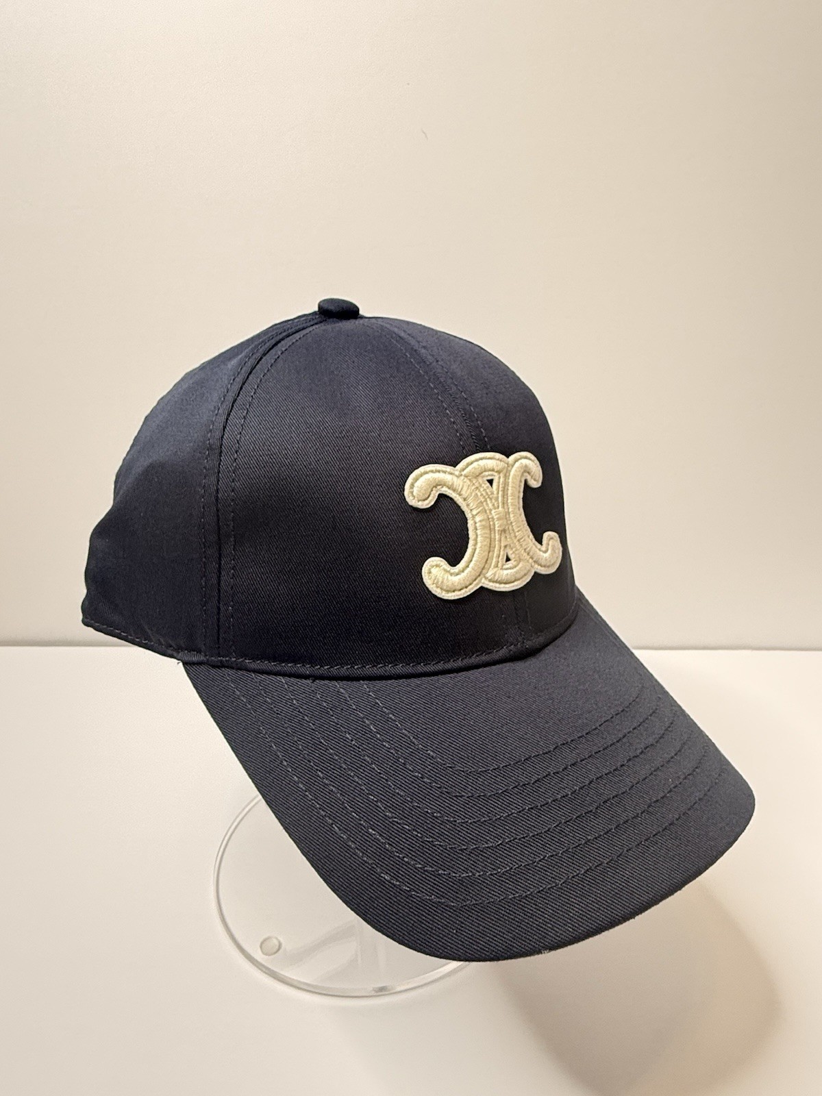 Celine Triomphe Navy Blue Adjustable Baseball Cap Women’s Medium