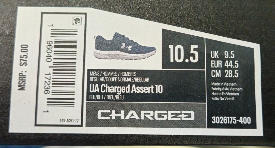 Under Armour Men’s Charged Assert 10, Academy/White – 3026175-400