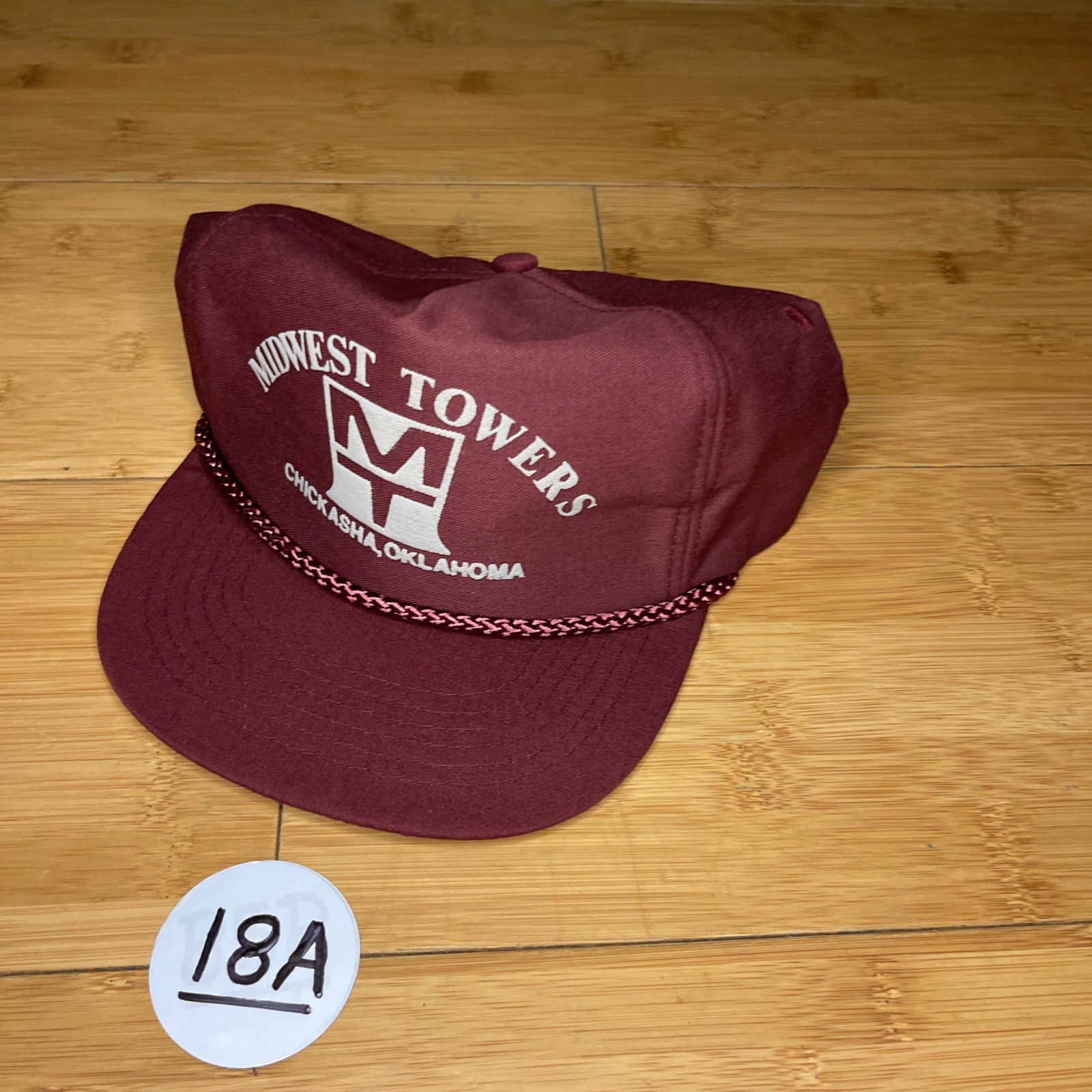 Vintage Midwest Towers MT Chickasha, OK Burgundy Maroon Zipper Trucker Hat CLEAN