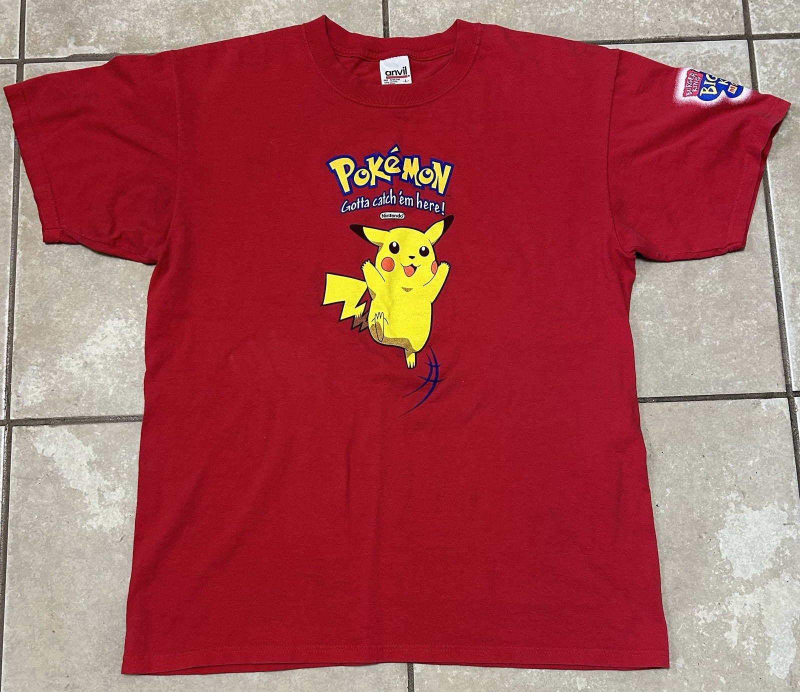 Pikachu Pokemon Vintage T-Shirt 1990’s Burger King Promo Size Large