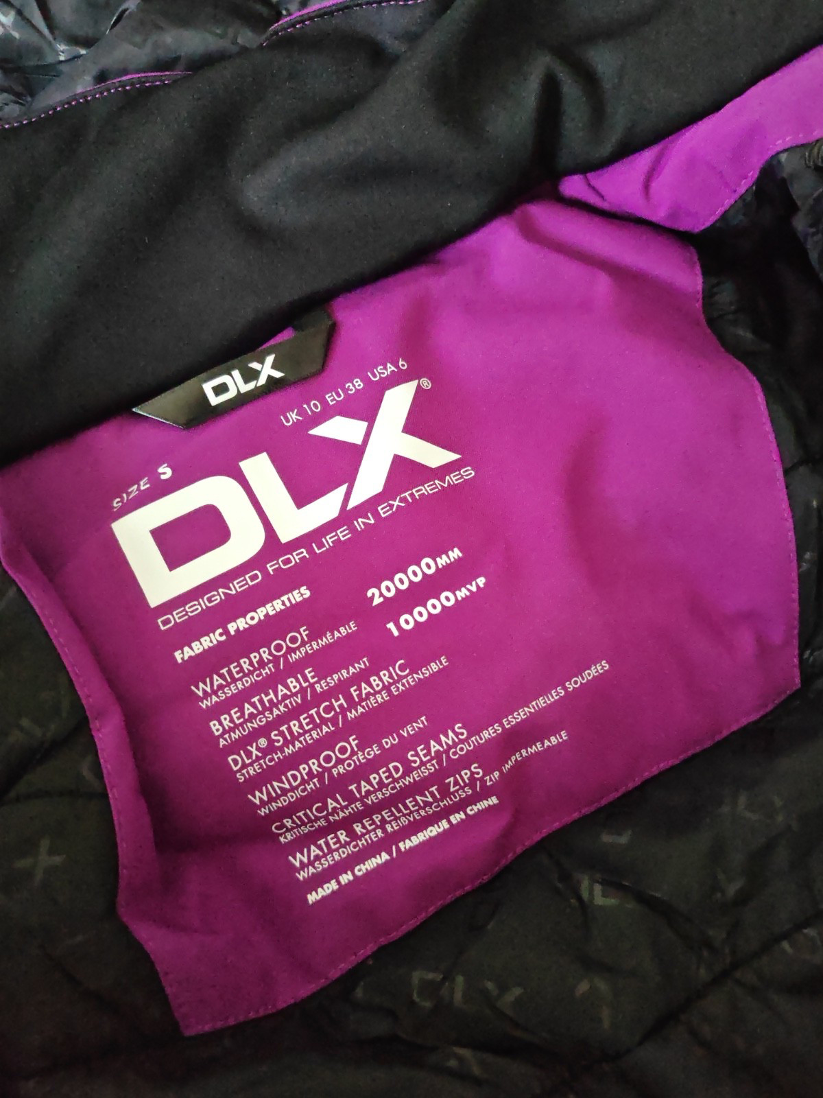 DLX Gabriella Womens Ski Jacket Waterproof 20000mm Wild Purple Size 10 S New