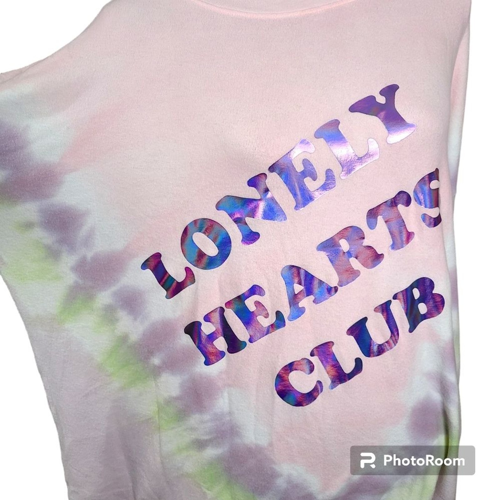 WILDFOX Size Medium Powder Pink Tie-Dye Lonely Hearts Club Sweatshirt NWT