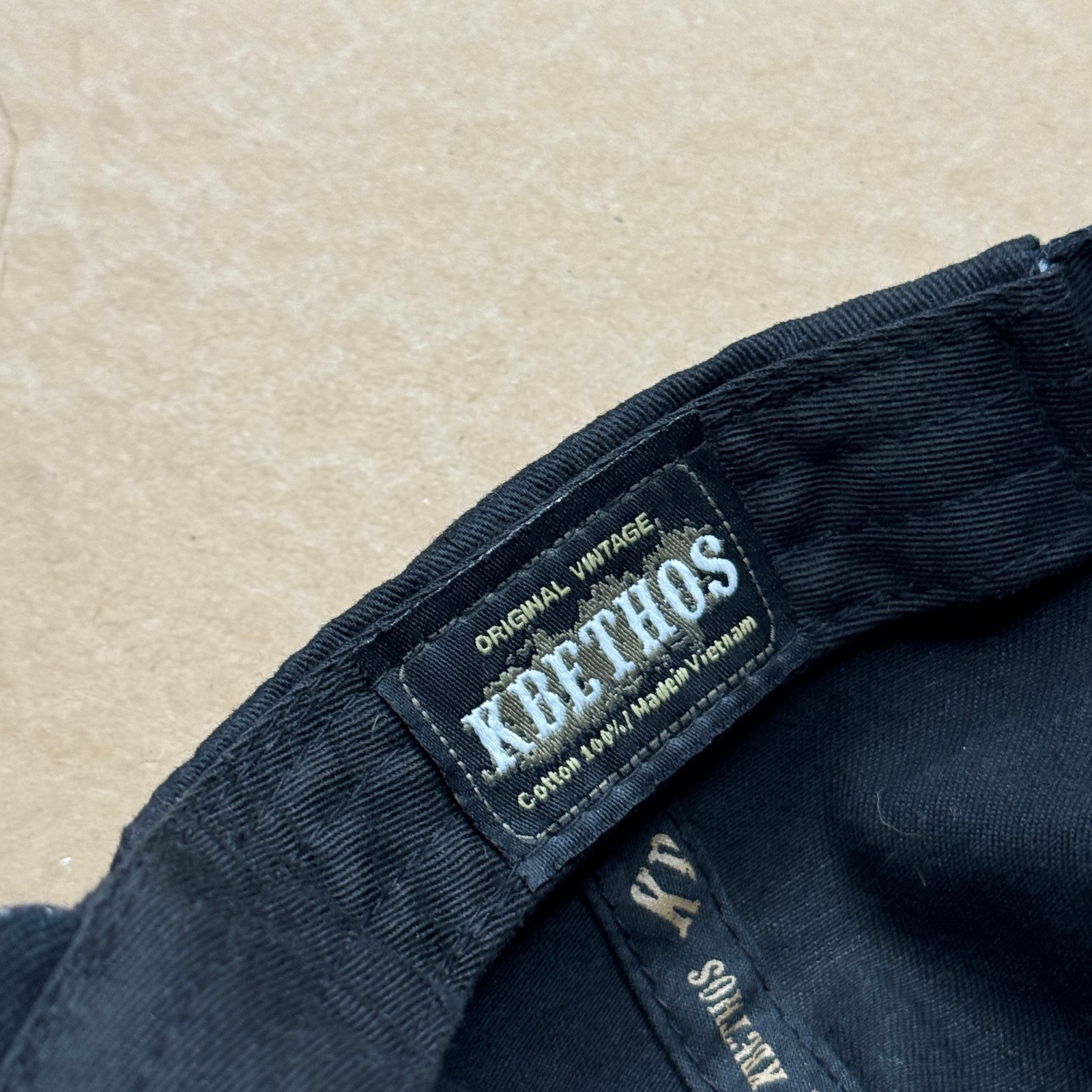 KBETHOS Black Army Cap Adjustable Bead Cross Floral Cotton Cadet Hat Y2K