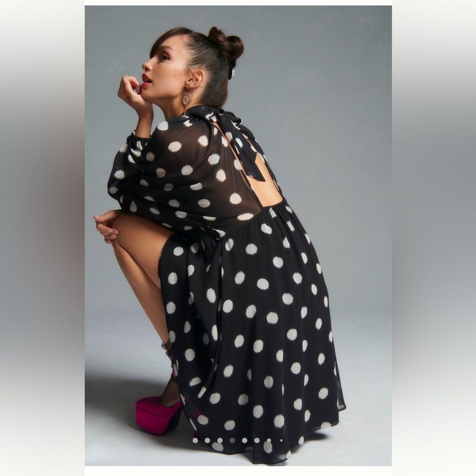 Maeve Long Sleeve Sheer Mini Dress