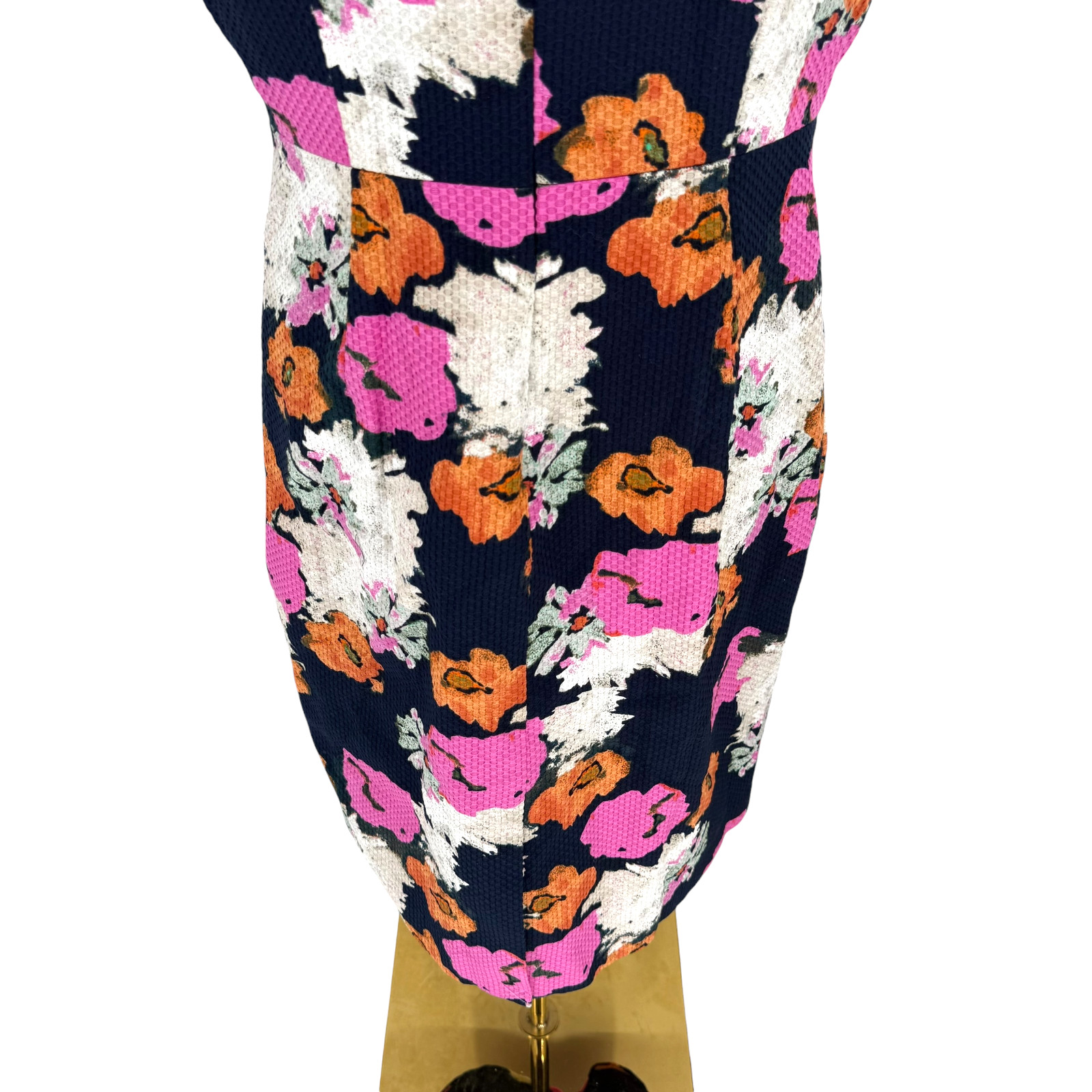J.Crew Floral Sheath Dress 12 Portfolio Navy Pink Petunia Matelasse Sleeveless