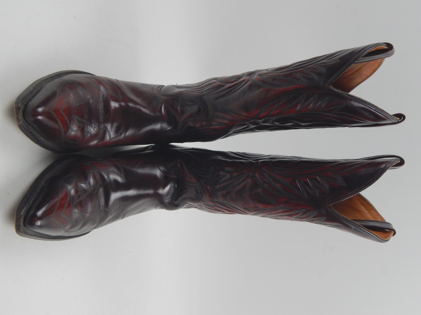 VTG J Chisholm Handcrafted Western Boots Style 990 Oxblood Black Cherry Men’s 8D