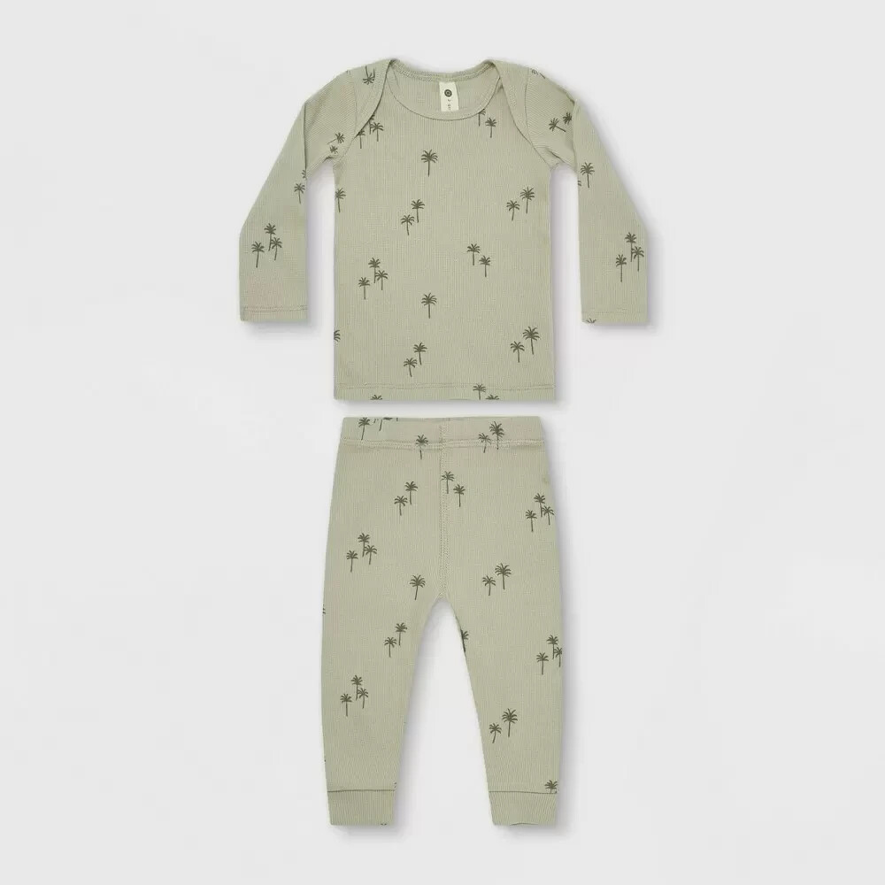 Q by Quincy Mae Baby 2pc Ribbed Palms Top & Bottom Set – Sage – Pick Size