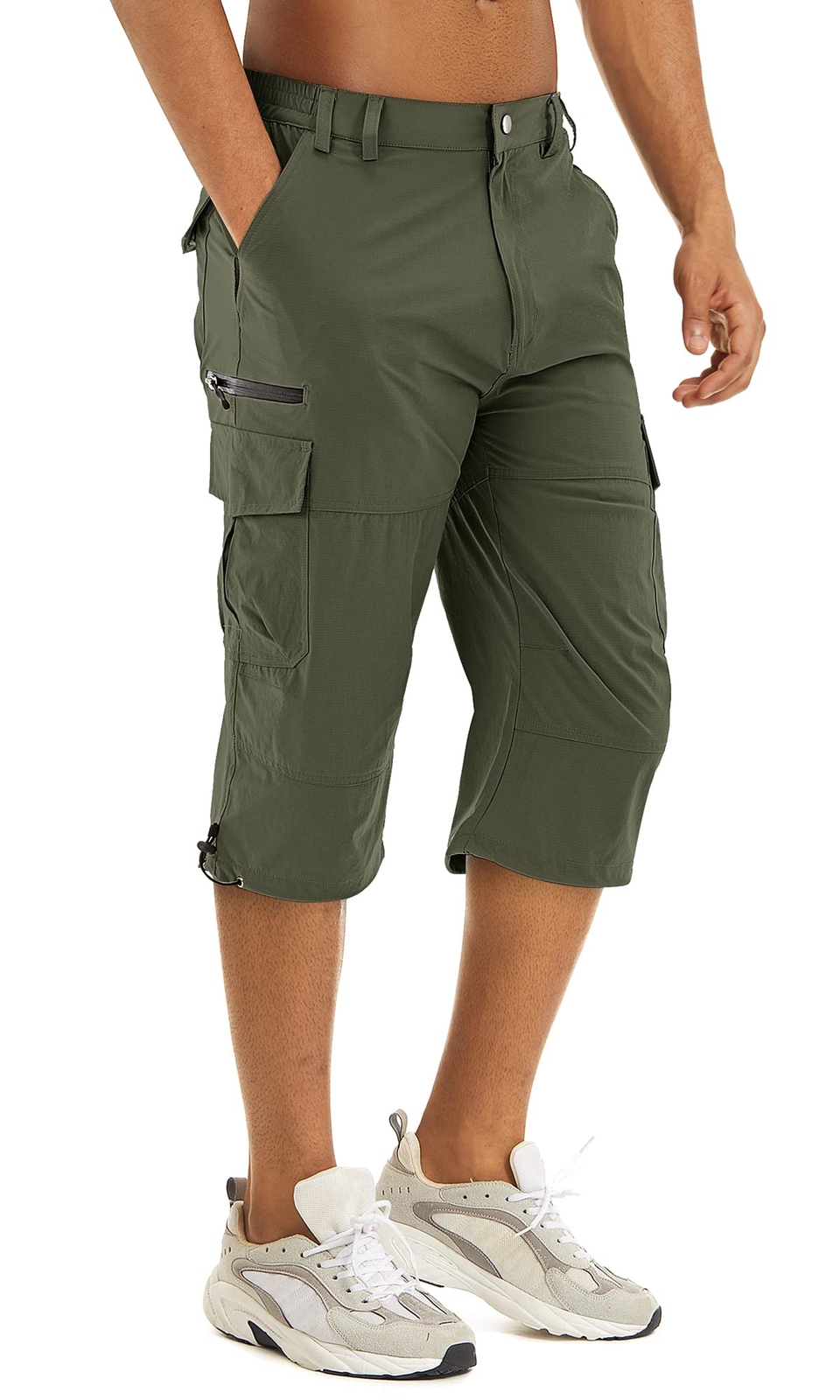 Mens 3/4 Capri Shorts Below Knee Quick Dry Cargo Work Casual Sports Hiking Pants