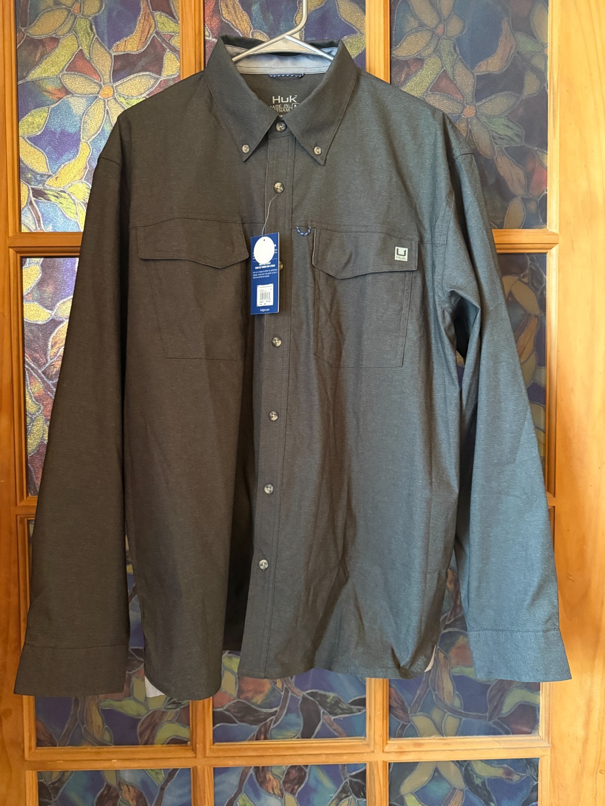 Huk Performance Fishing **CHOOSE SIZE** Hawser Heather Flannel VOLCANIC ASH GREY