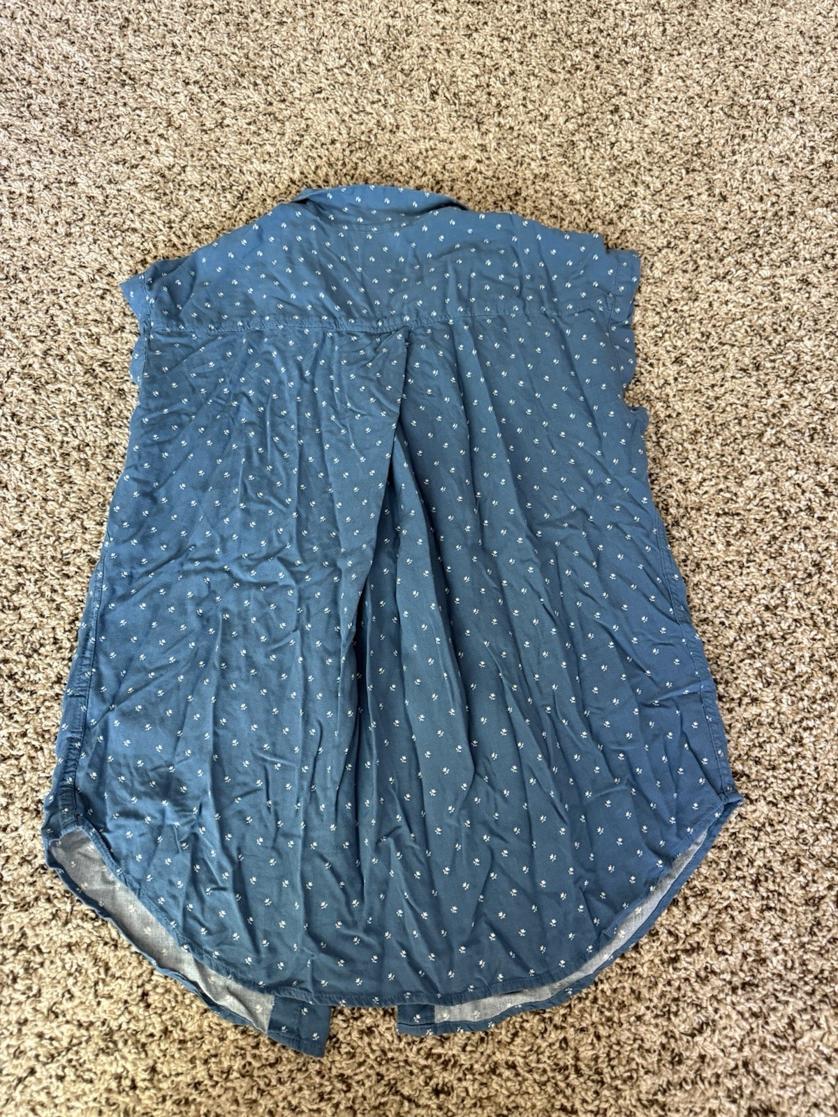 JACHS Girlfriend Women’s M Blue/White Floral Collared Sleeveless Button Top