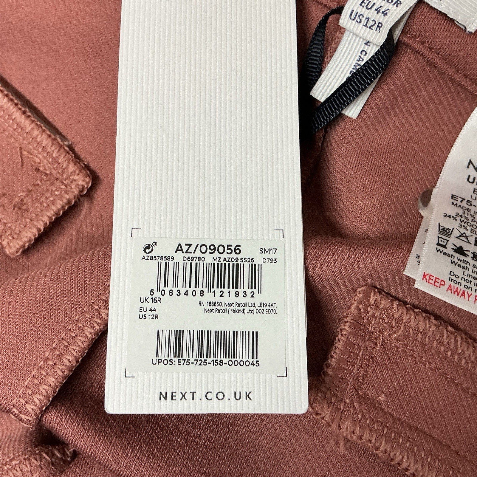 LADIES NEXT RELAXED STRAIGHT SALMON PINK TROUSERS SIZE 16 R BNWT (504E)
