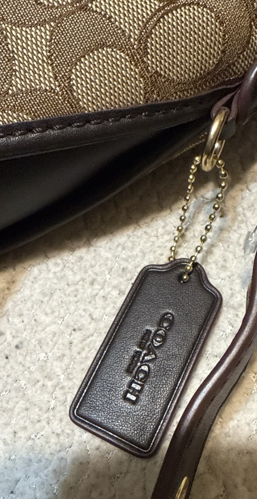 Coach Signature Small Dufflette Crossbody Bag Zip Closure Khaki/Brown