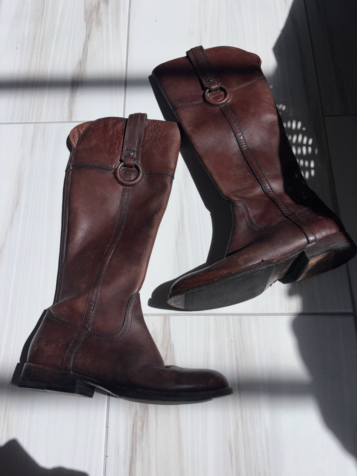Frye Jamie Ring Tall brown/burgundy leather boots Size 6.5 Women’s