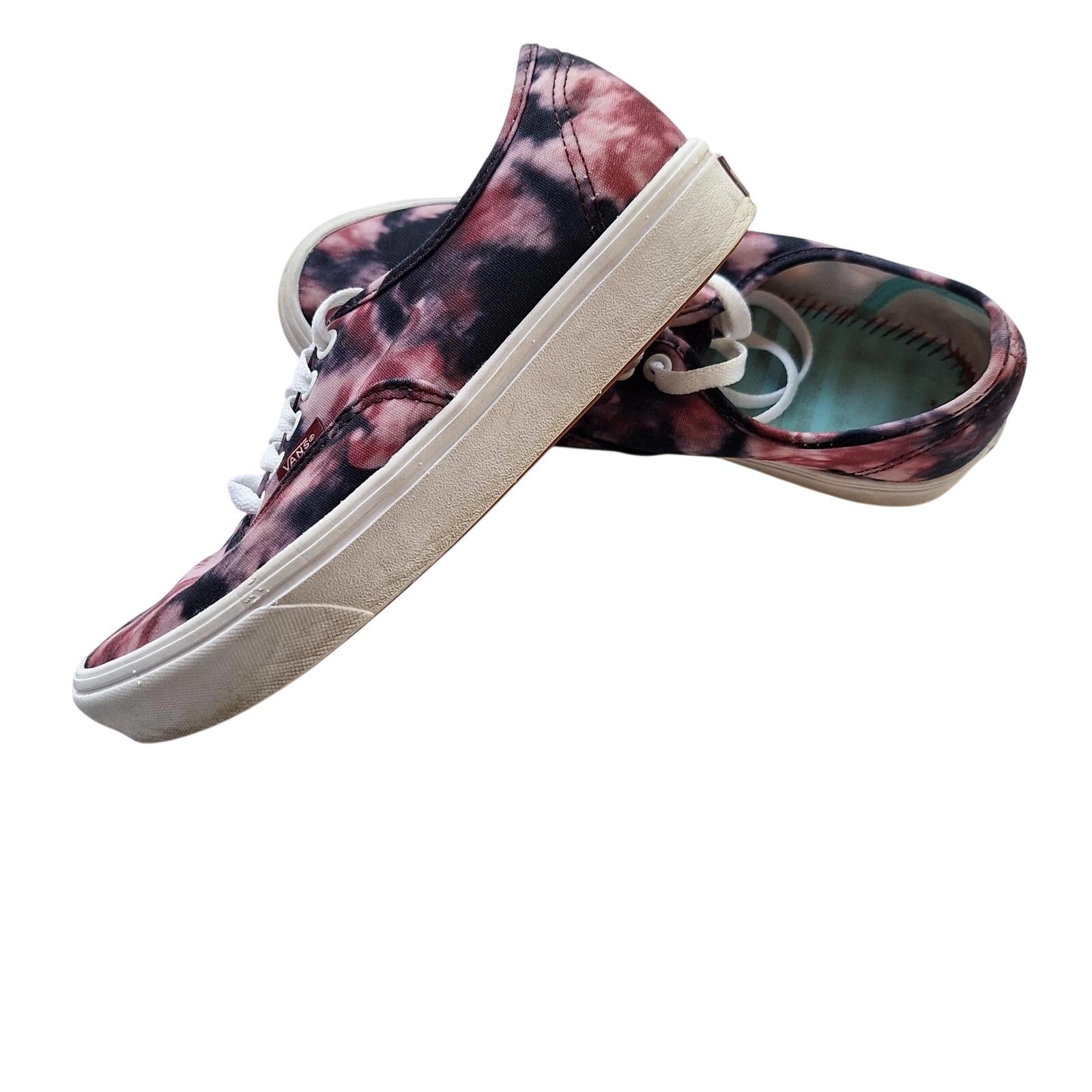 Vans Authentic Tie Dye Burgundy Black White Skate Shoes Men 6.5 Women 8 Low Top