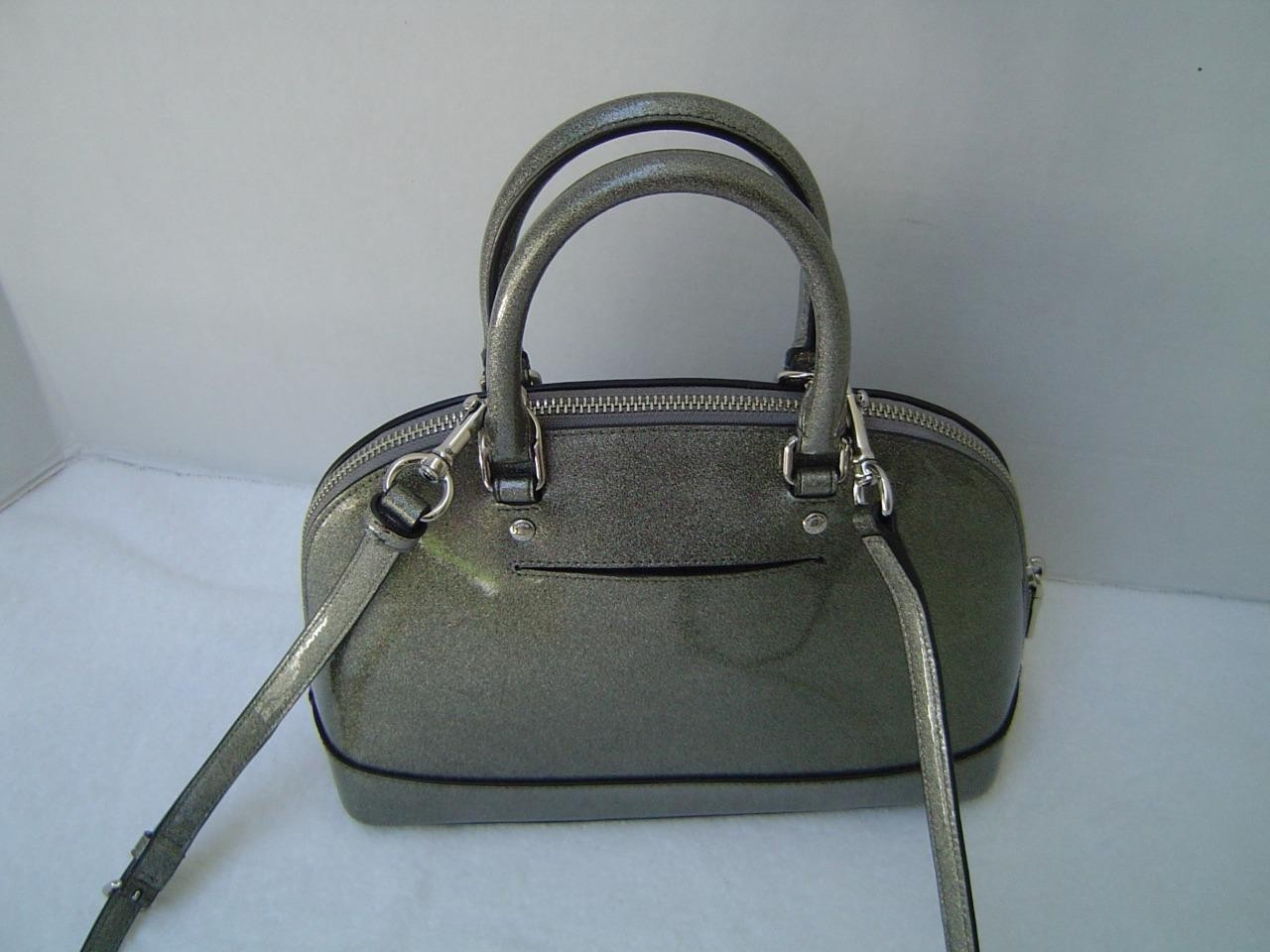 AUTHENTIC COACH SILVER GLITTER PATENT LEATHER MINI SIERRA SATCHEL #29134 EUC/LN
