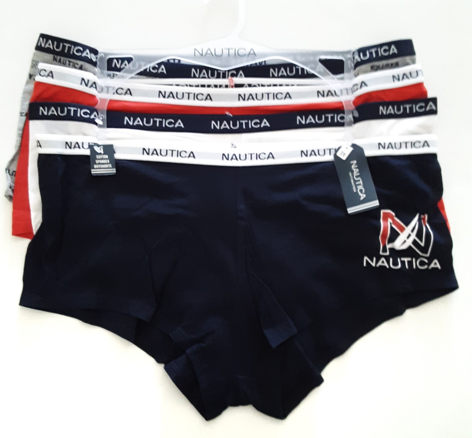 Nautica Womens Plus Size 2X Boyshorts Logo Assorted Cotton Blend Panties 4pk