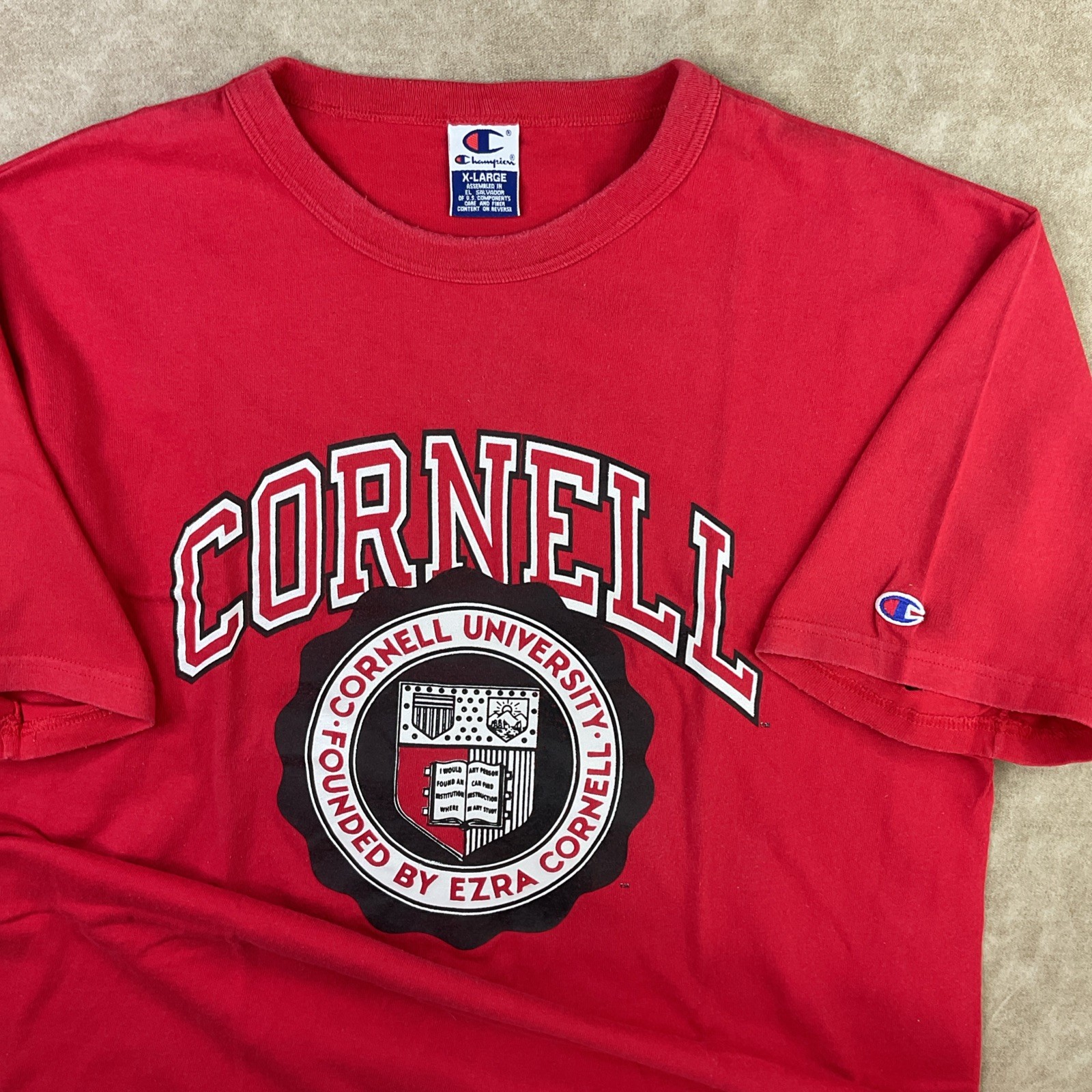 Vintage Champion Cornell University T-Shirt Men Sz XL 90s Big Graphics Tee