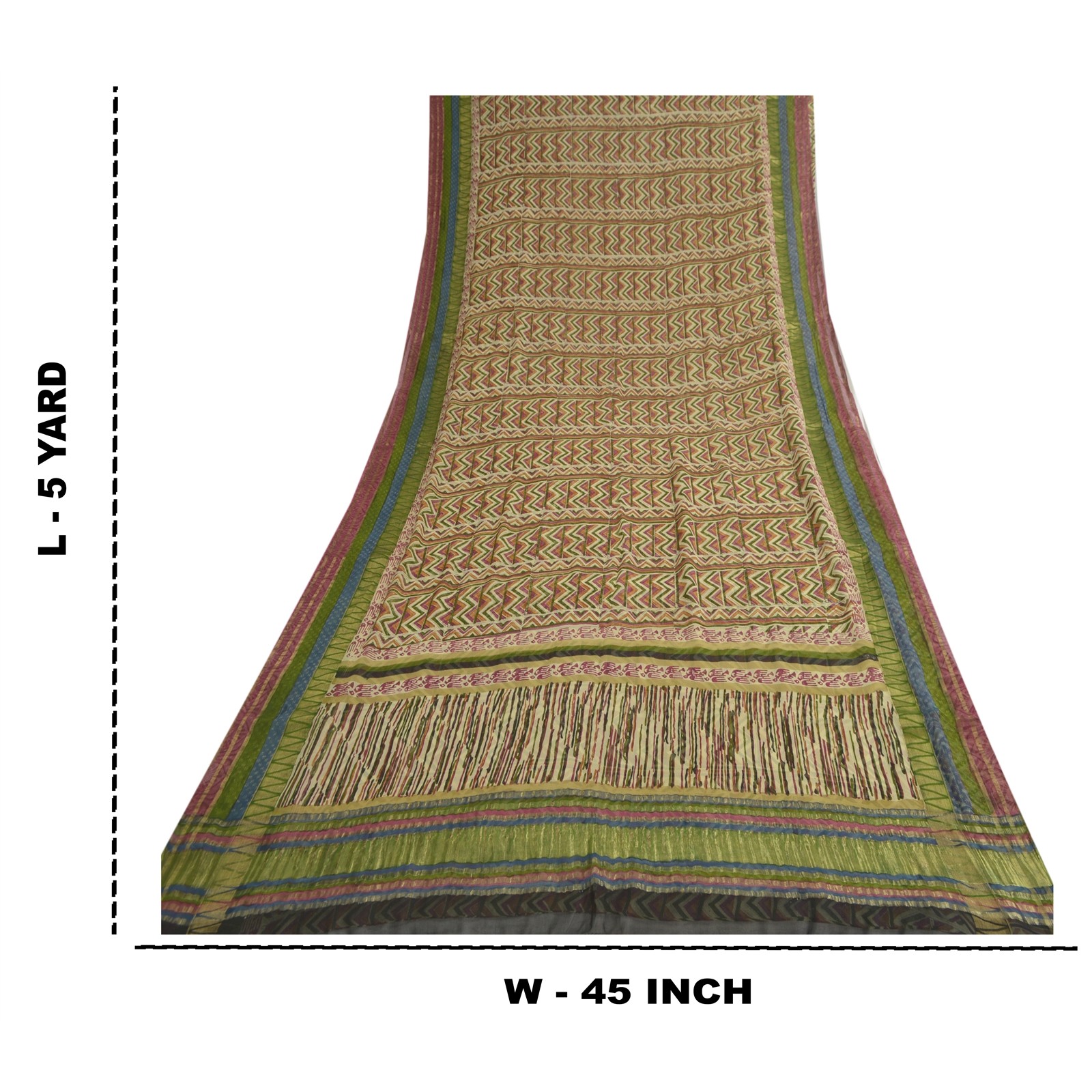 Sanskriti Vintage Indian Sari Pure Georgette Printed Fabric 5Yd Craft Sarees