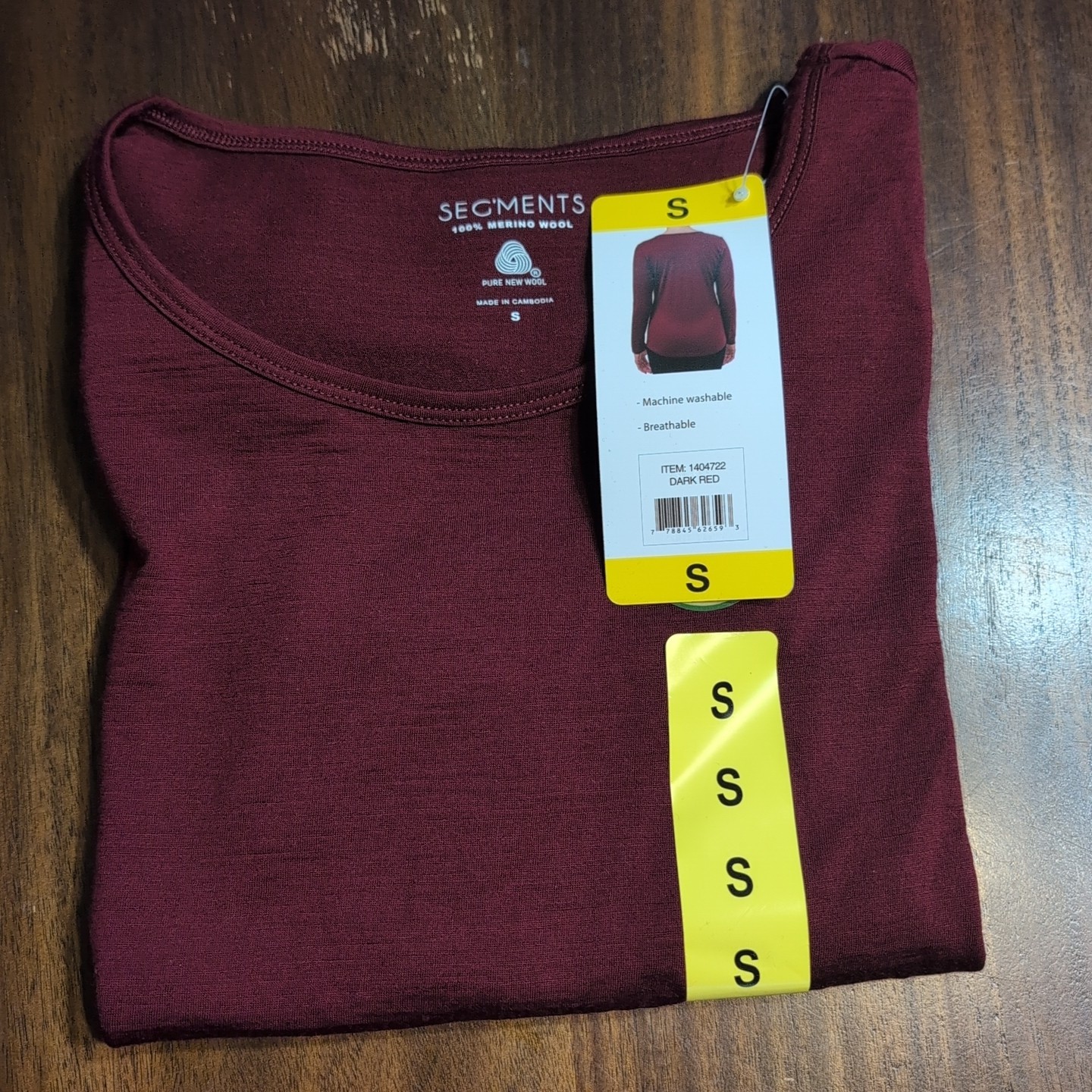 Women’s Segments Merino Wool Long Sleeve Base Layer Top Tee Size Small