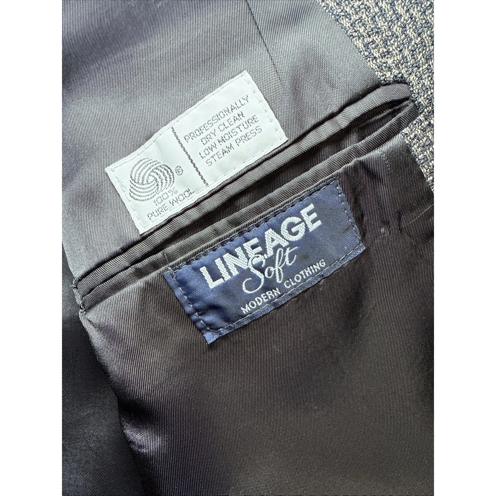 Lineage Soft Sport Coat Mens 42 Brown Black Blazer Jacket Pure Wool VTG USA