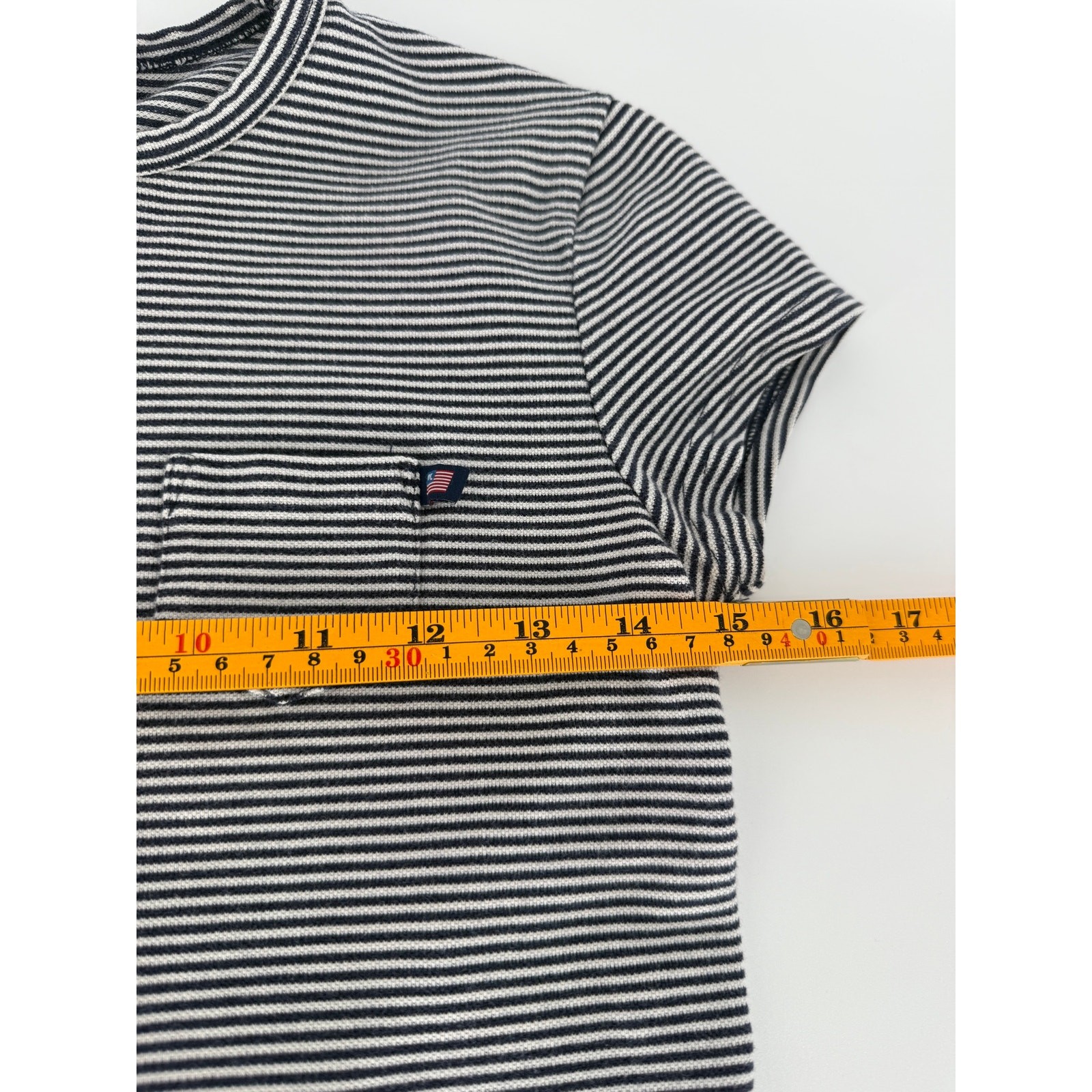 Polo Jeans Co Ralph Lauren Womens Small Black White Stripe Pocket T Shirt USA
