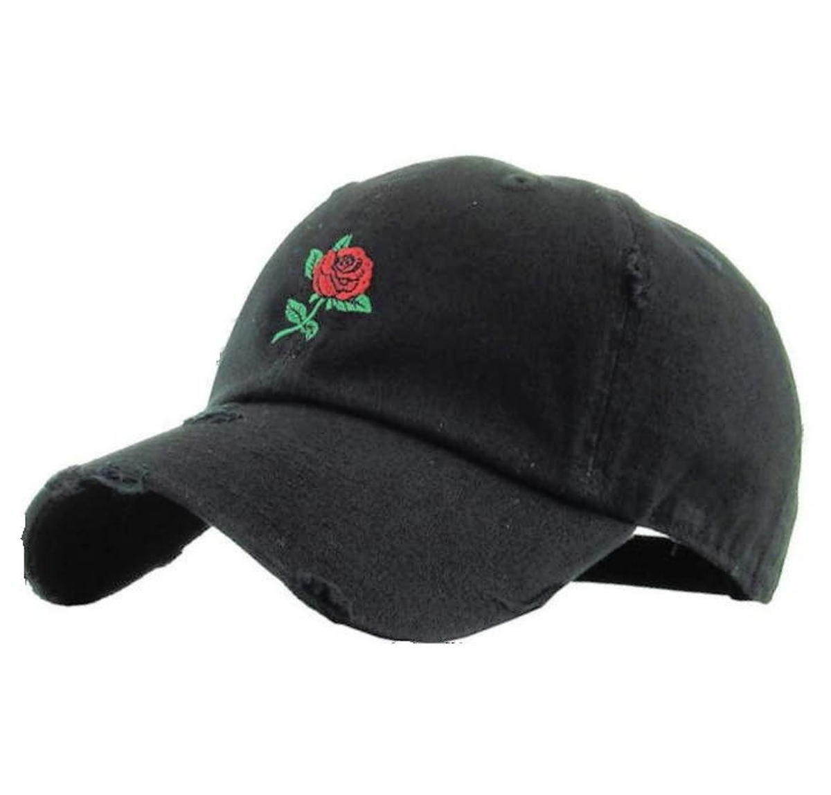 KBETHOS Rose Distressed 6 Panel Hat Black KBSV-124V-BLK FREE SHIPPING