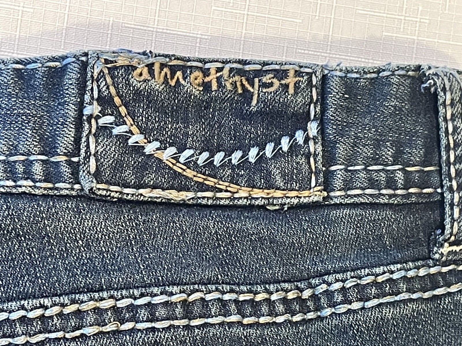 Amethyst Jeans Juniors 13 Blue Bootcut Flare Stretch Denim Dark Wash Embroidered
