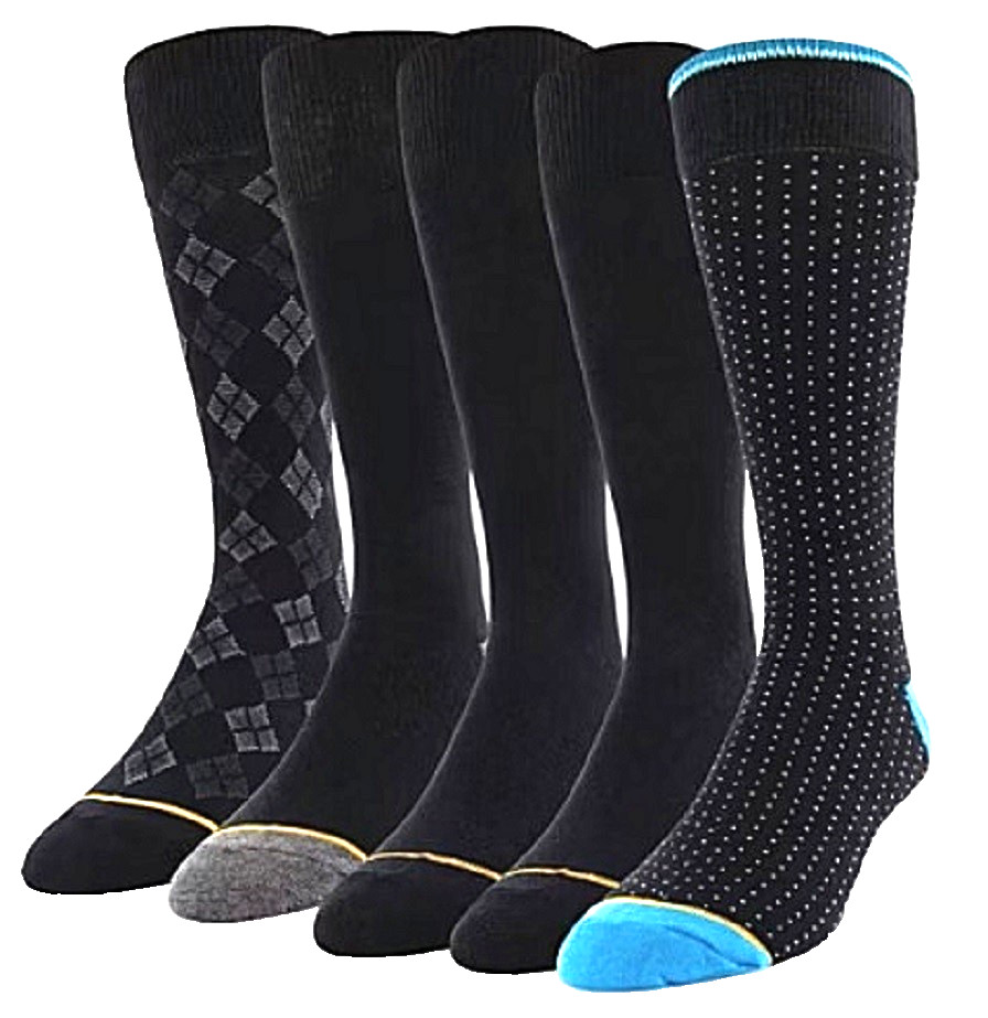 5 Pairs Mens Gold Toe Signature Collection Aqua FX Cushioned Mid Calf Socks