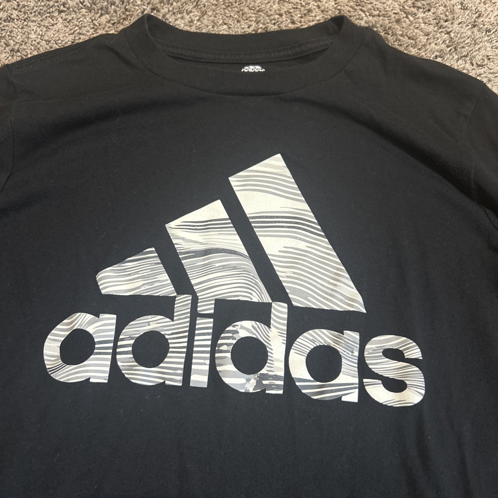 Adidas Boys Long Sleeve Shirt Size M Regular Fit Black White