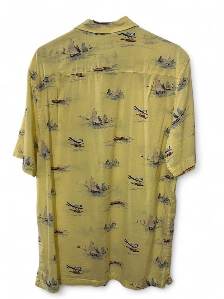 David Taylor Resort Men’s Sailboat Shirt Size M Yellow Short Sleeve Sailing Boat