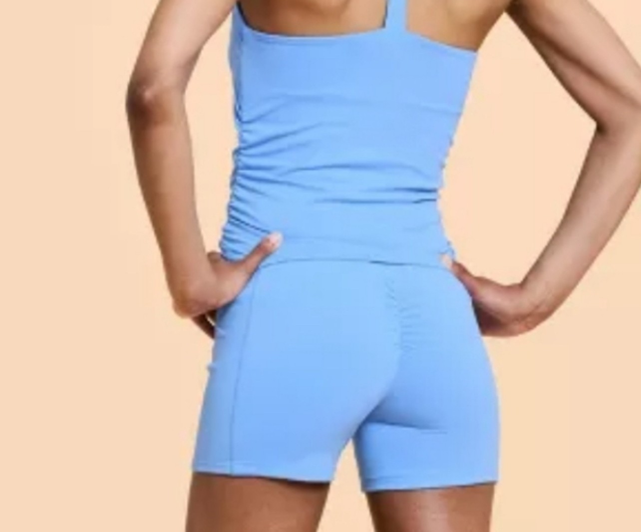 NWT~ Blogilates sz XL Cool Blue Crisscross Scrunch Bike Shorts Ruched Booty 1785