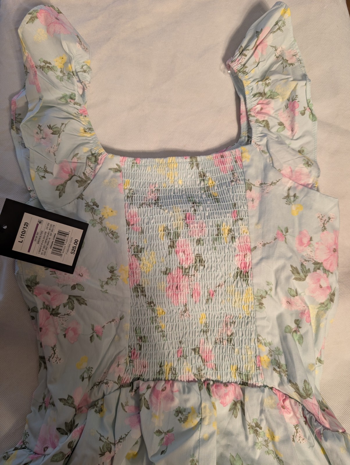 Art Class Flutter Sleeve Floral Dress (Size L 10/12)