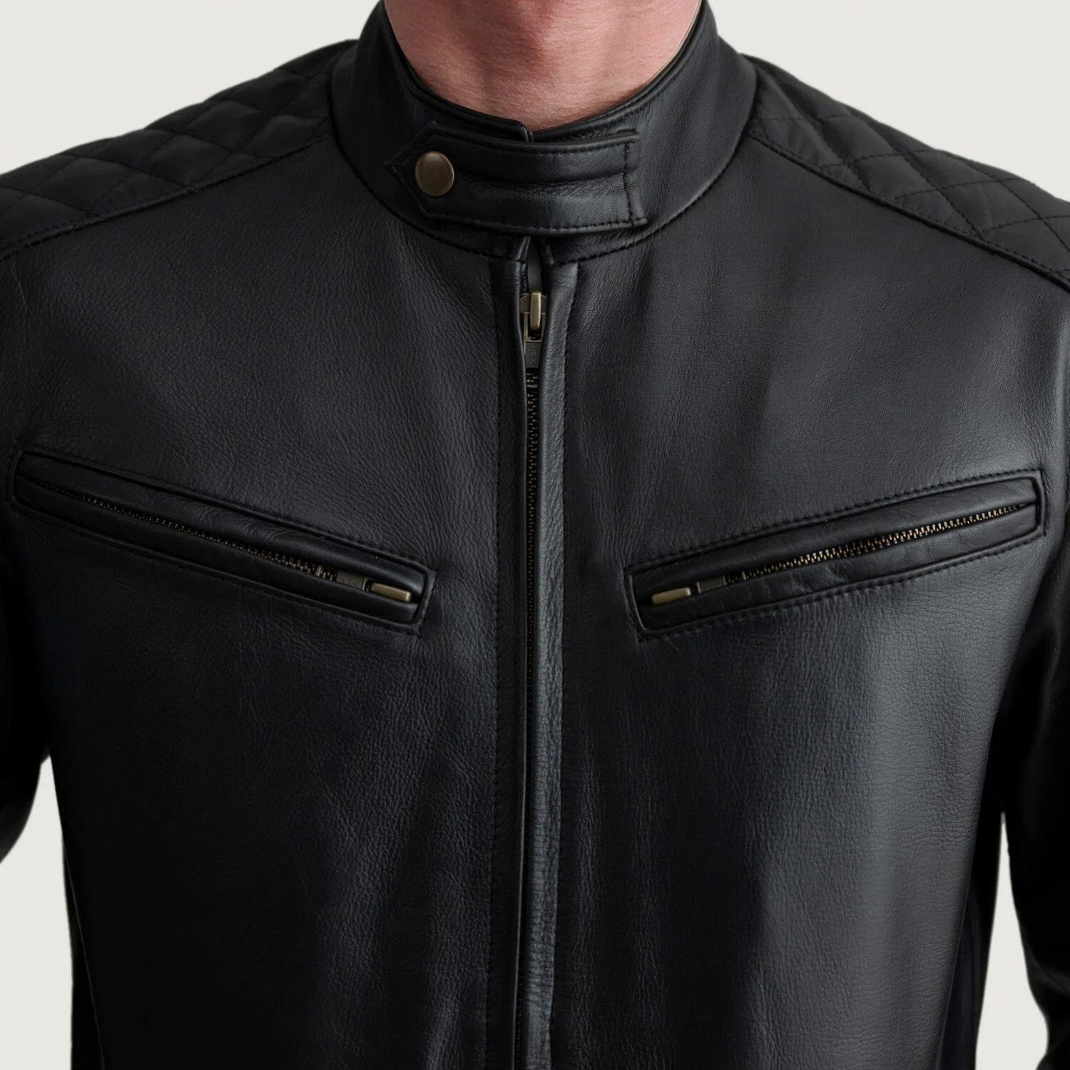 NEW Men’s Black Lambskin Leather Quilted Bomber Jacket Size S M L XL XXL 3XL 4XL