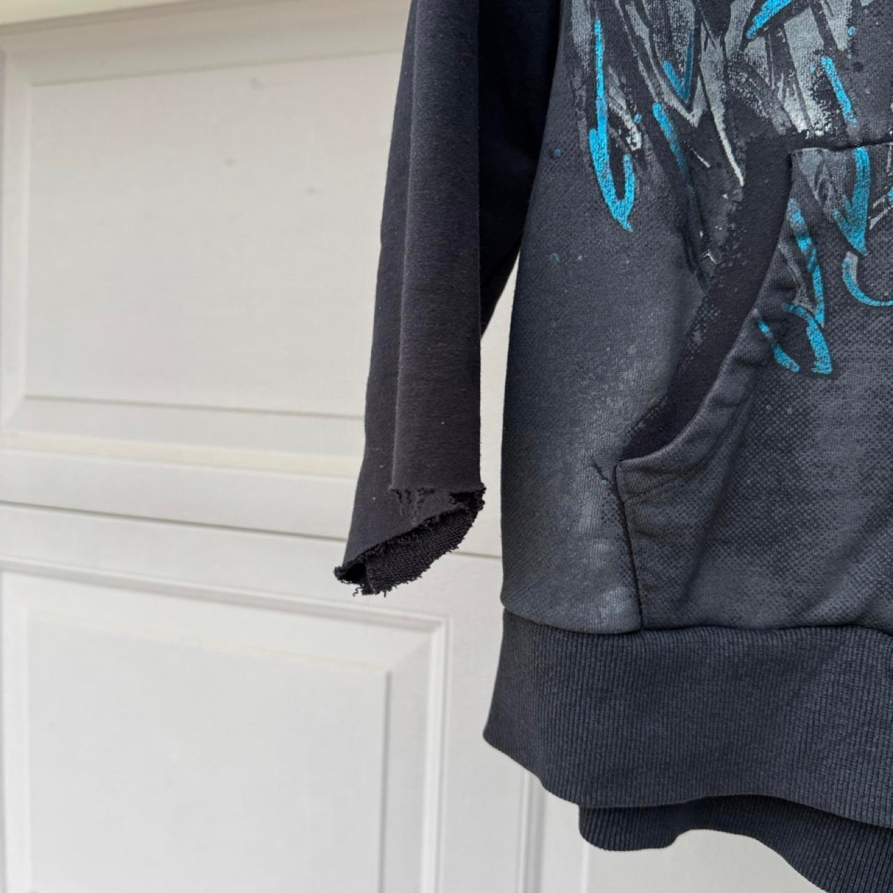 BLACK 00s AVIREX WING GRAPHIC ZIP UP HOODIE