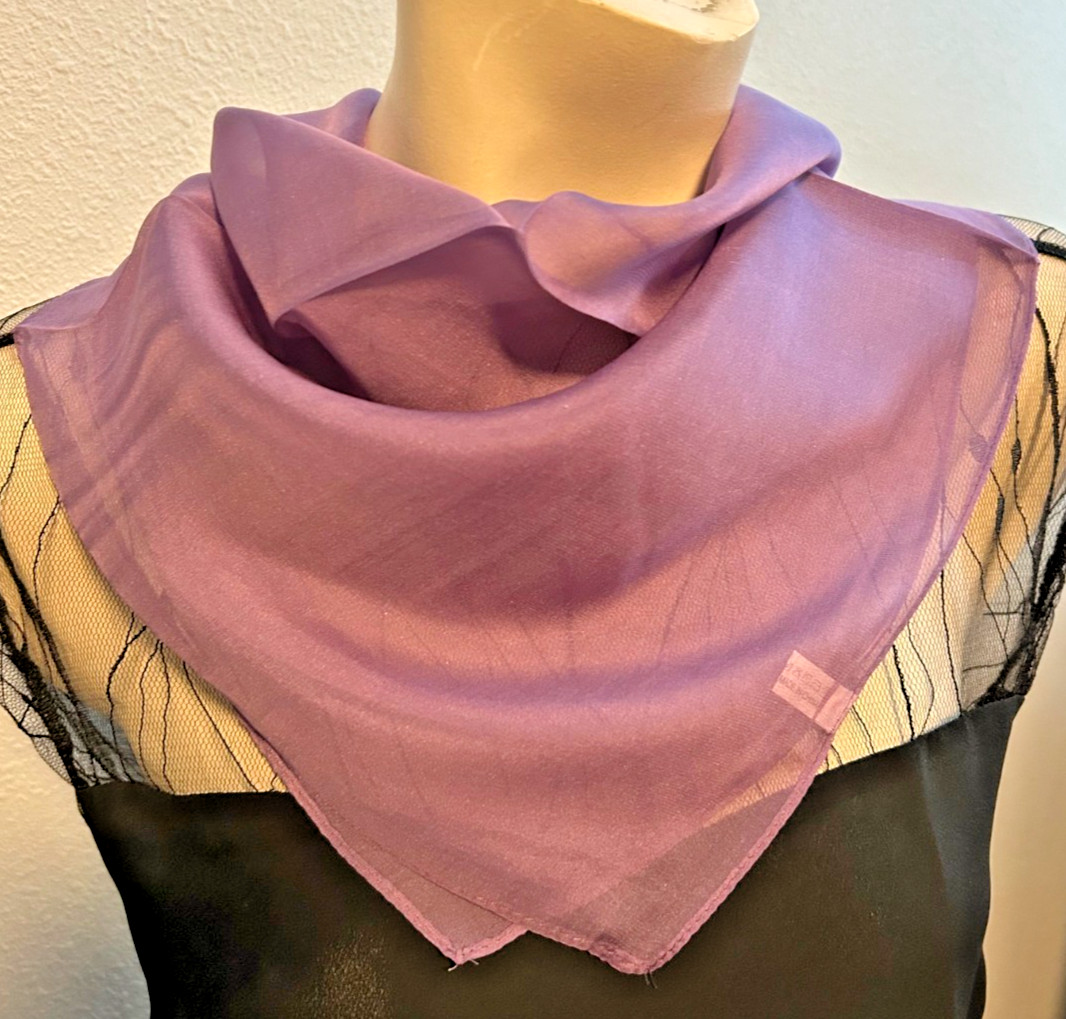NEW 20 x 21 In. Small Sq. Lavender Solid Color 100% Mulberry Silk Scarf- SS 1035