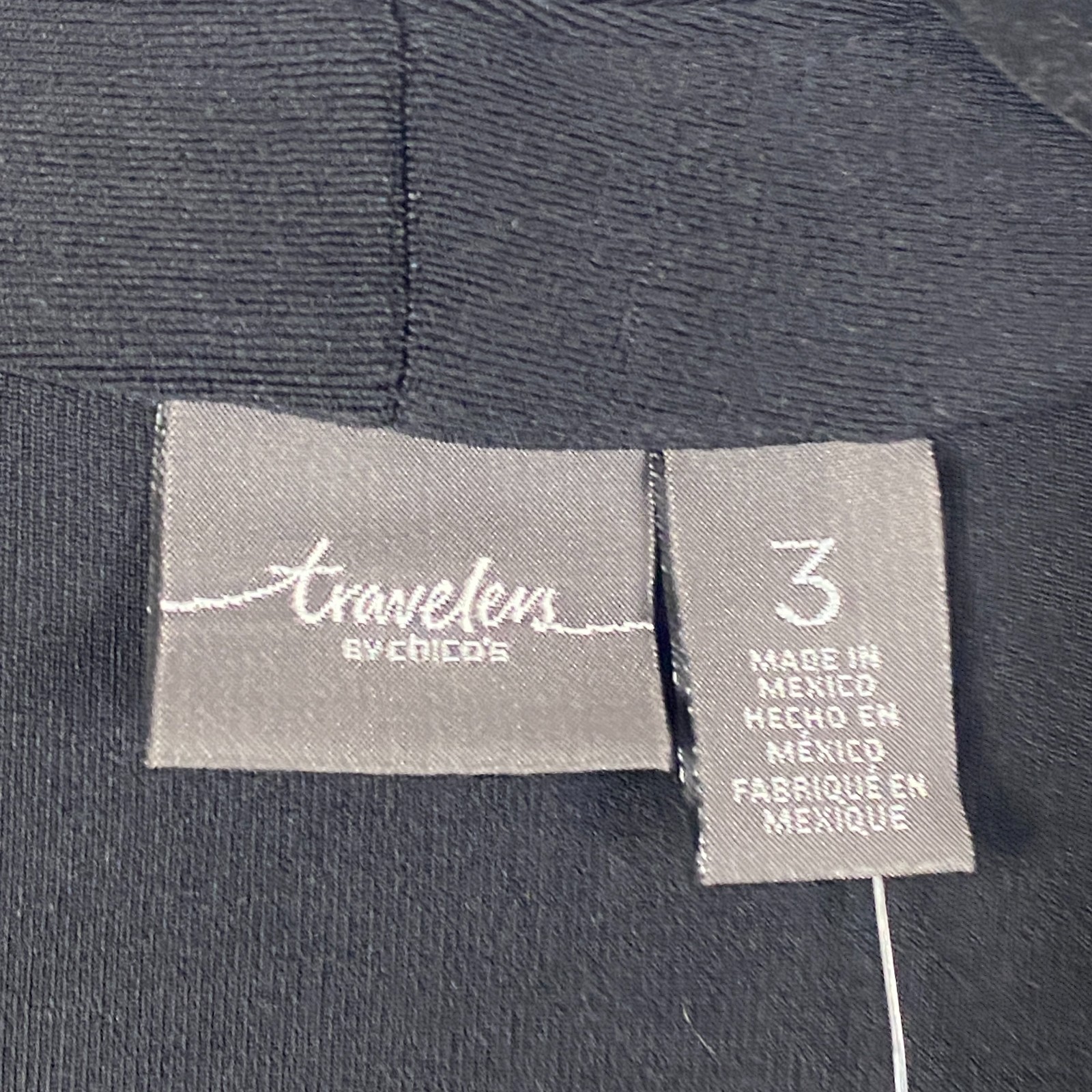 Chicos Travelers Cutout Cold Shoulder Jacket Size 3 US XL Black Slinky Knit