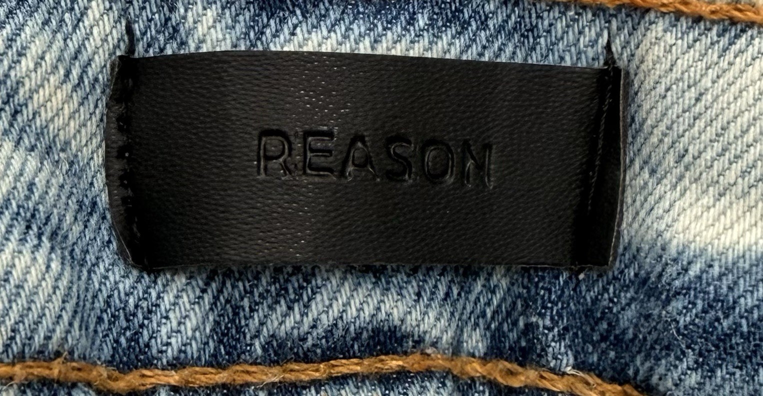 Reason Men’s Blue Light Wash Distressed Skinny Denim Jeans 5-Pocket Logo NWT