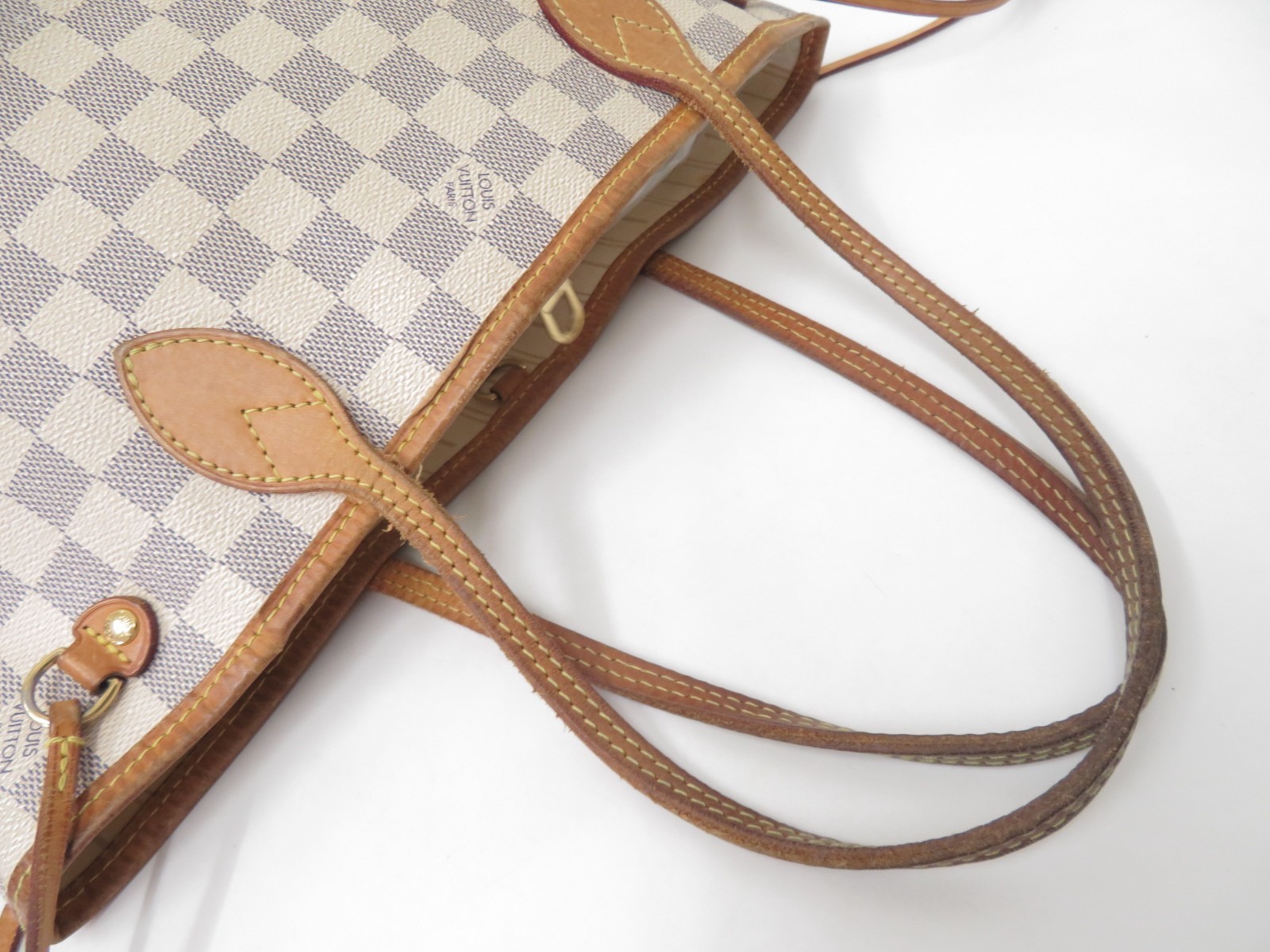 Authentic Louis Vuitton Damier Azur Neverfull PM Tote Bag Handbag F#53074