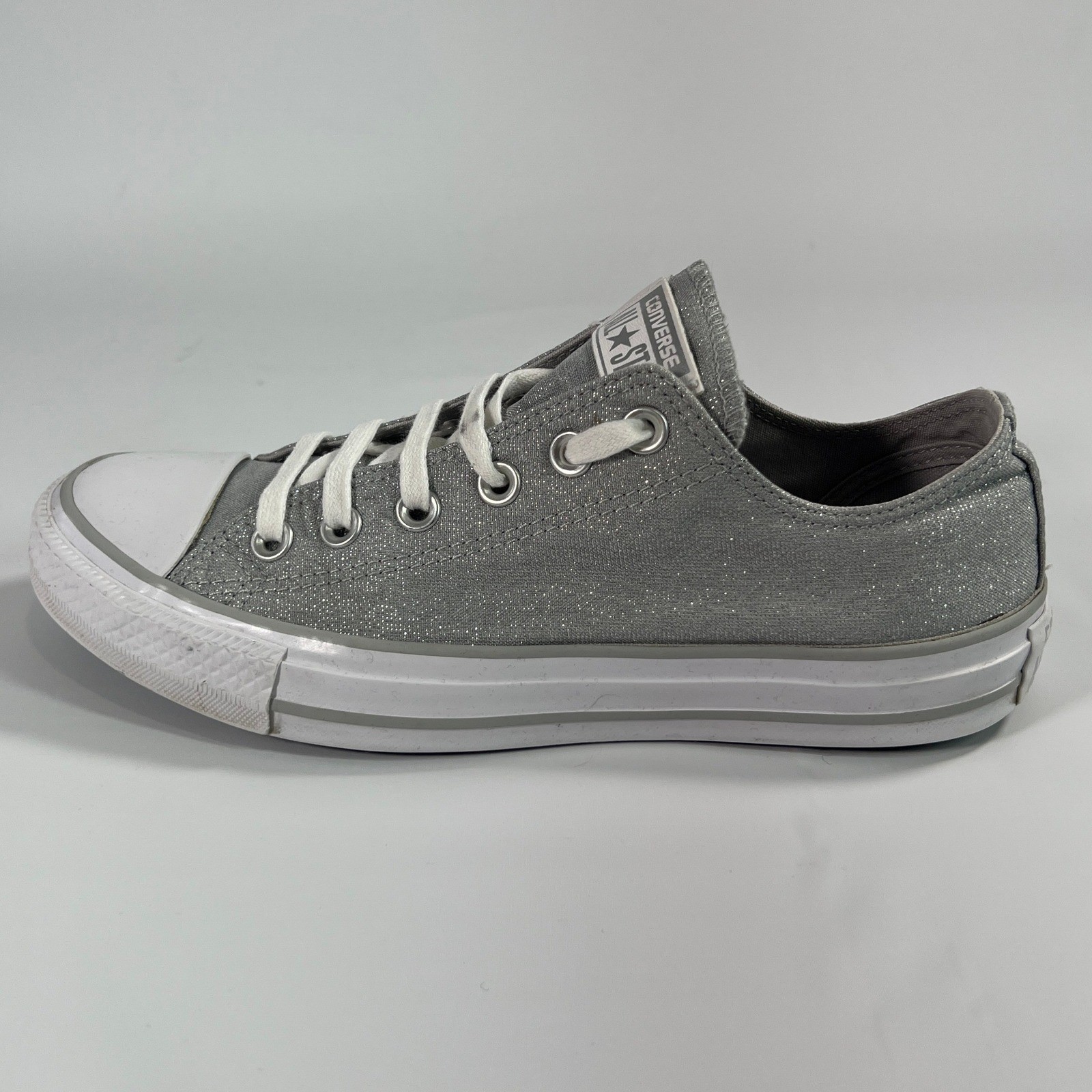 Converse Chuck Taylor Madison Ox Sneaker Silver Sparkle / Mercury Grey Womens 8