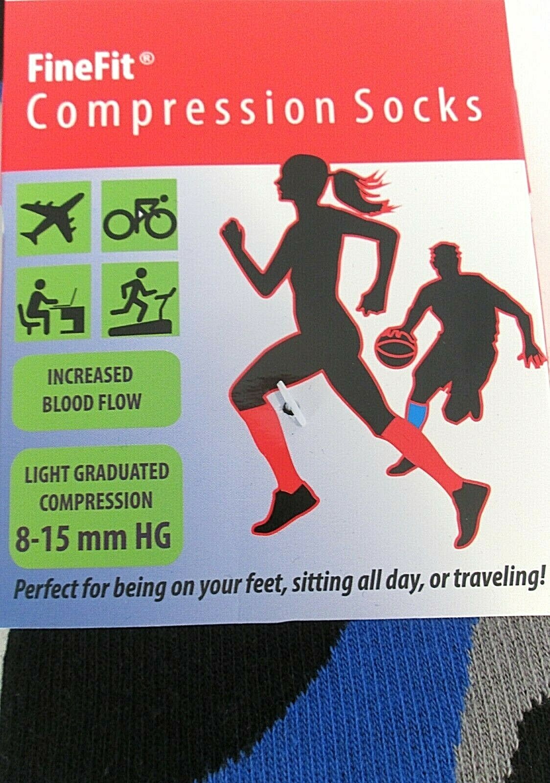 Mens Fine Fit Graduated Mild COMPRESSION 8-15 mmHg Over The Calf / Knee Socks