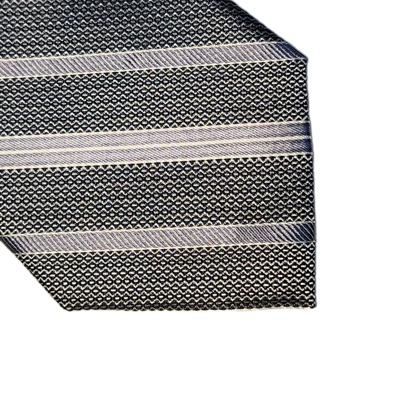 Jos. A. Bank Silver Woven Silk/Wool Syriped Pattern Mens Tie W 3.5 L 59.5/8