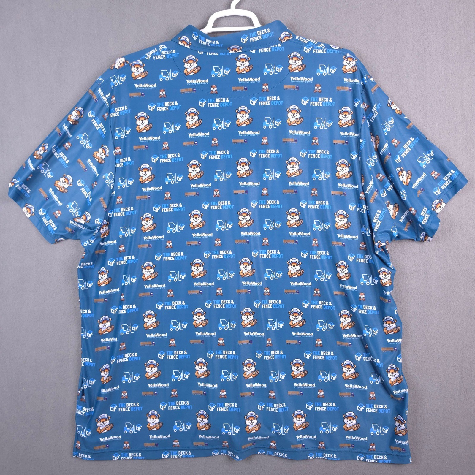 Fore Fathers Mens XXXL Blue YellaWood Novelty Beaver Golf Polo Shirt