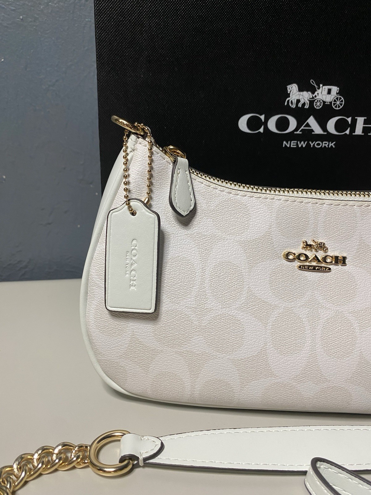 COACH Teri Shoulder Bag CA548 in Signature Canvas white Free Shipping