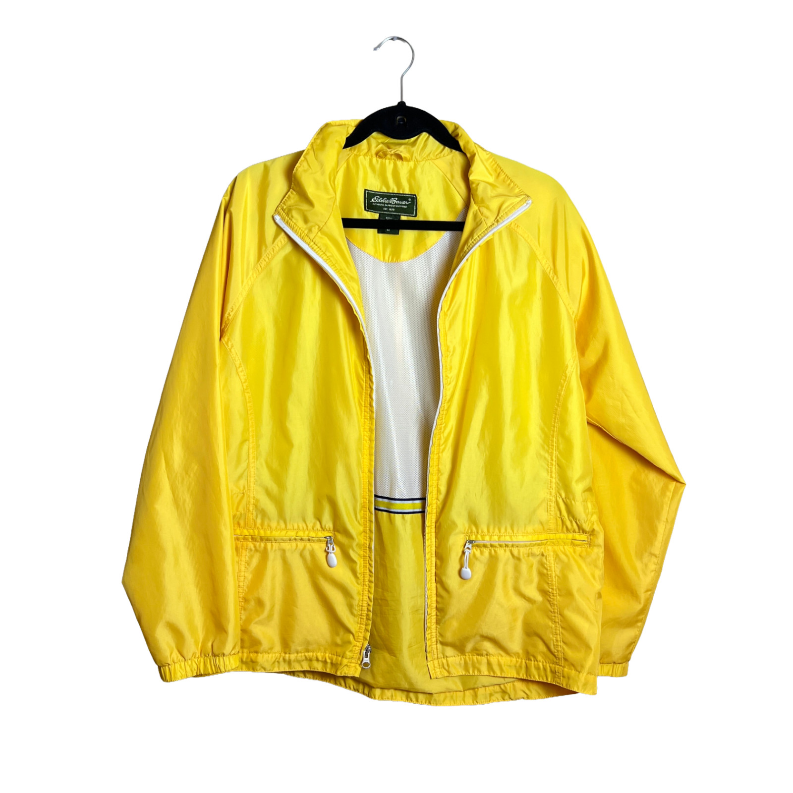 Eddie Bauer Windbreaker Jacket Yellow Vintage 90s Gorpcore Medium