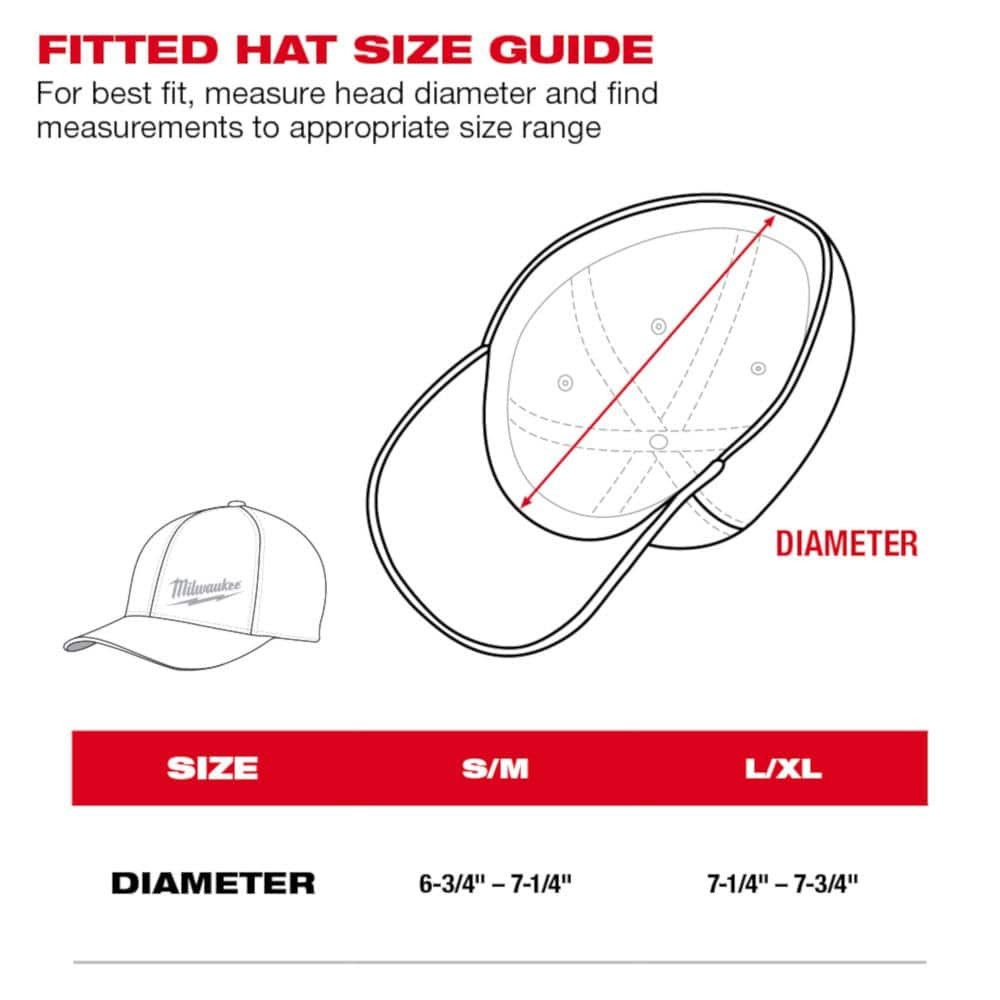 Milwaukee Small/Medium Gray WORKSKIN Fitted Hat