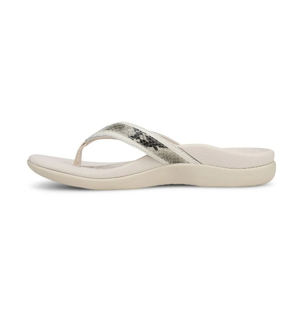 VIONIC Tide 2.0 Toe Post Sandal, Cream Snake Print Leather