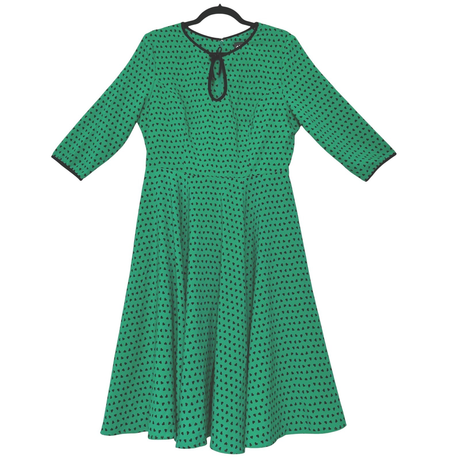Hell Bunny Dress Paradisum 50s Keyhole Heart Polka Dot Green L Rockabilly Pinup