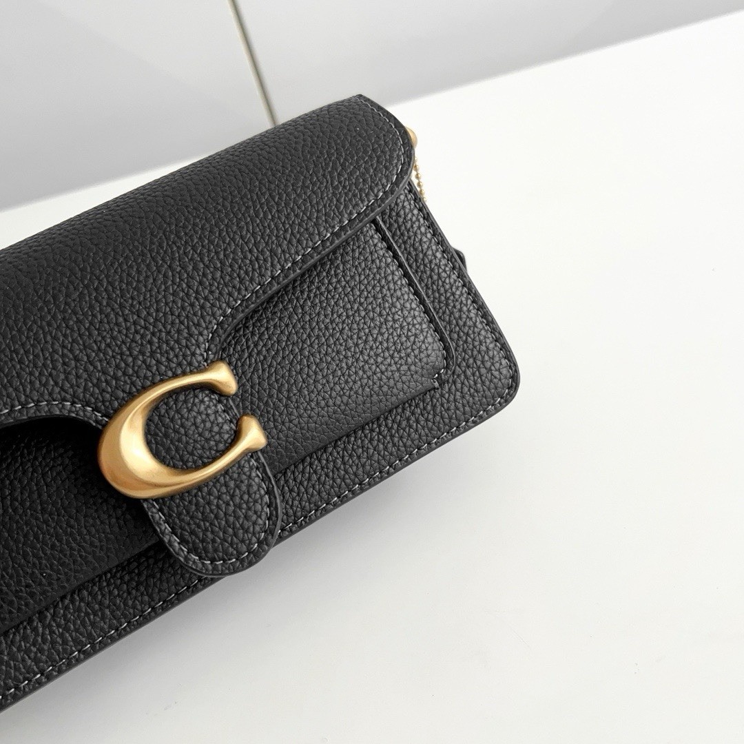 COACH Tabby Shoulder Bag 20 CM546 Pebbled Leather Black Crossbody Handbag New