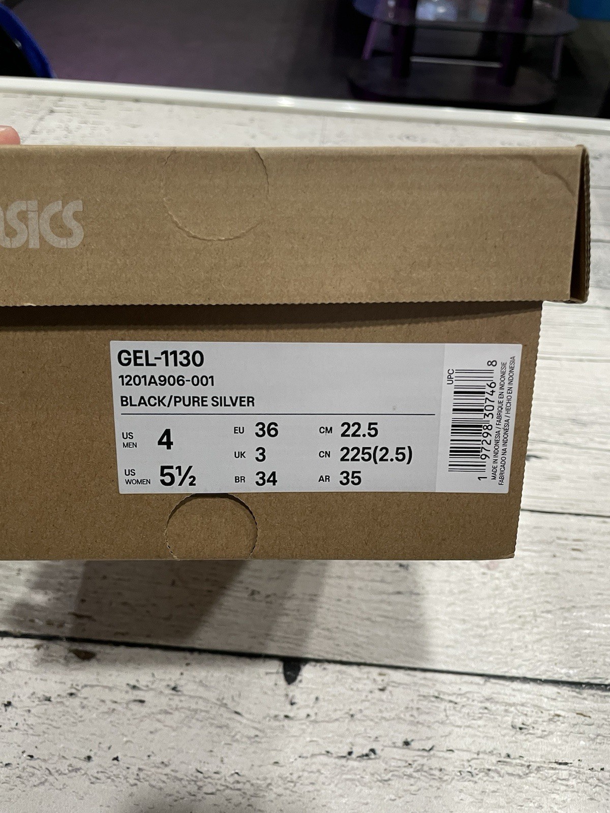 Size: 4M/5.5W – ASICS Gel-1130: Black/Pure Silver – NEW – 1201A906-001